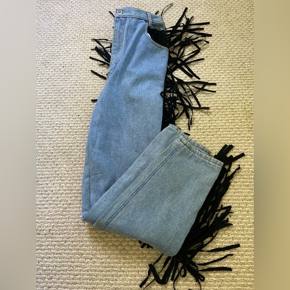 Seruchi Vintage High Waist Denim Jeans with Suede Fringe size 0 - Picture 7 of 10